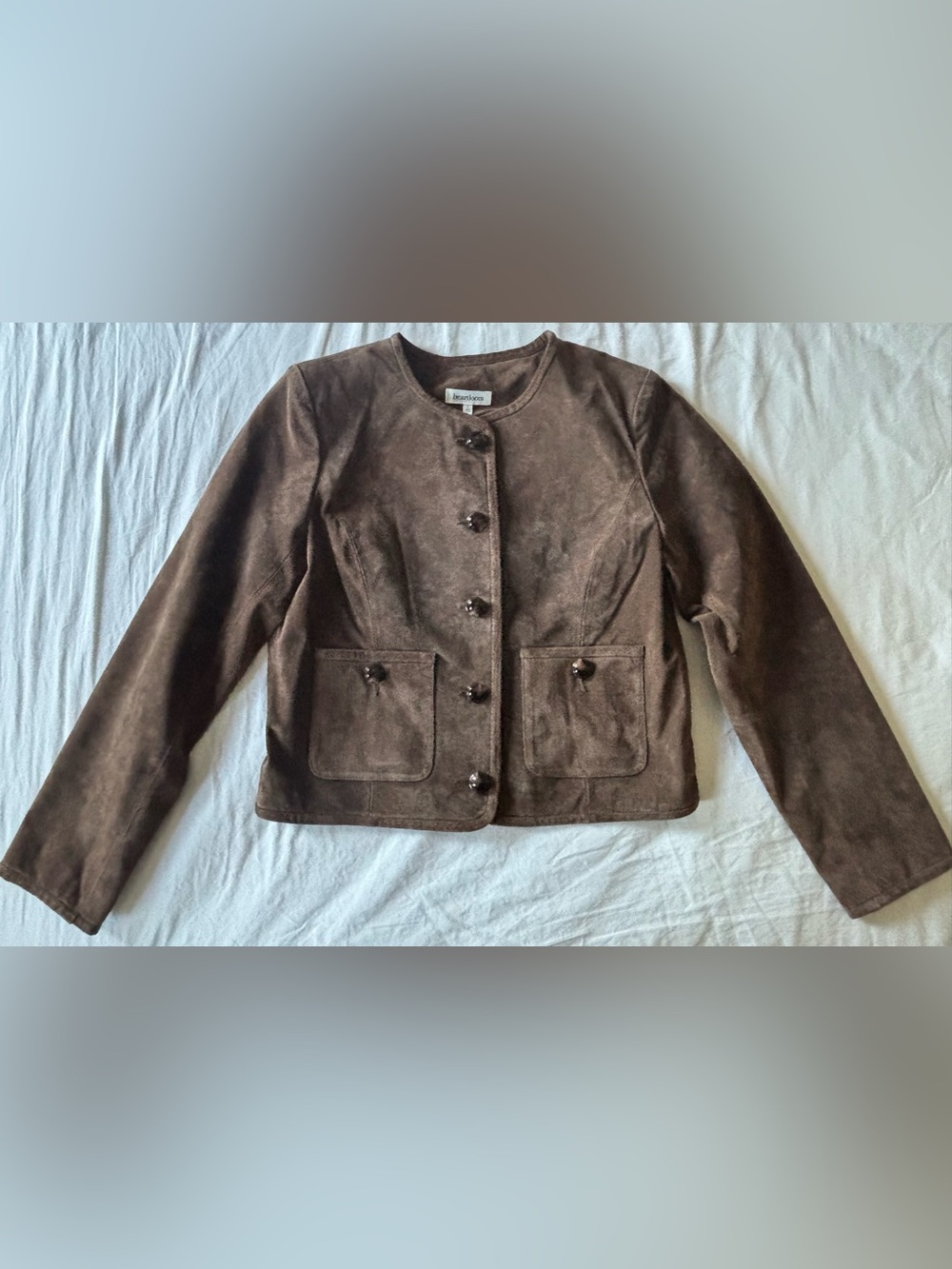 Heartloom Brown Suede Button-Front Blazer